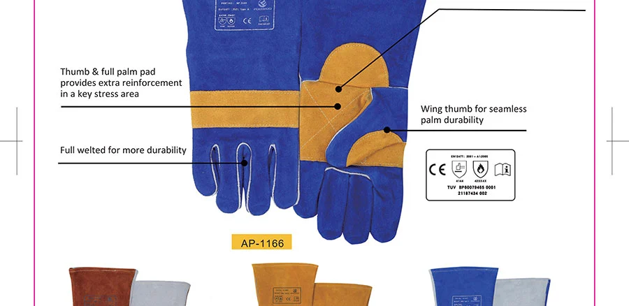 Heavy Duty Coffee And Grey Stick Welding Gloves